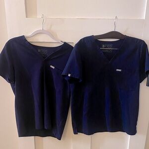 Figs brand navy blue women’s size M scrub top bundle.